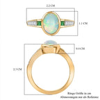 D'joy Natürlicher, äthiopischer Welo Opal, Smaragd Ring 925 Silber vergoldet (Größe 16.00) ca. 1.44 ct