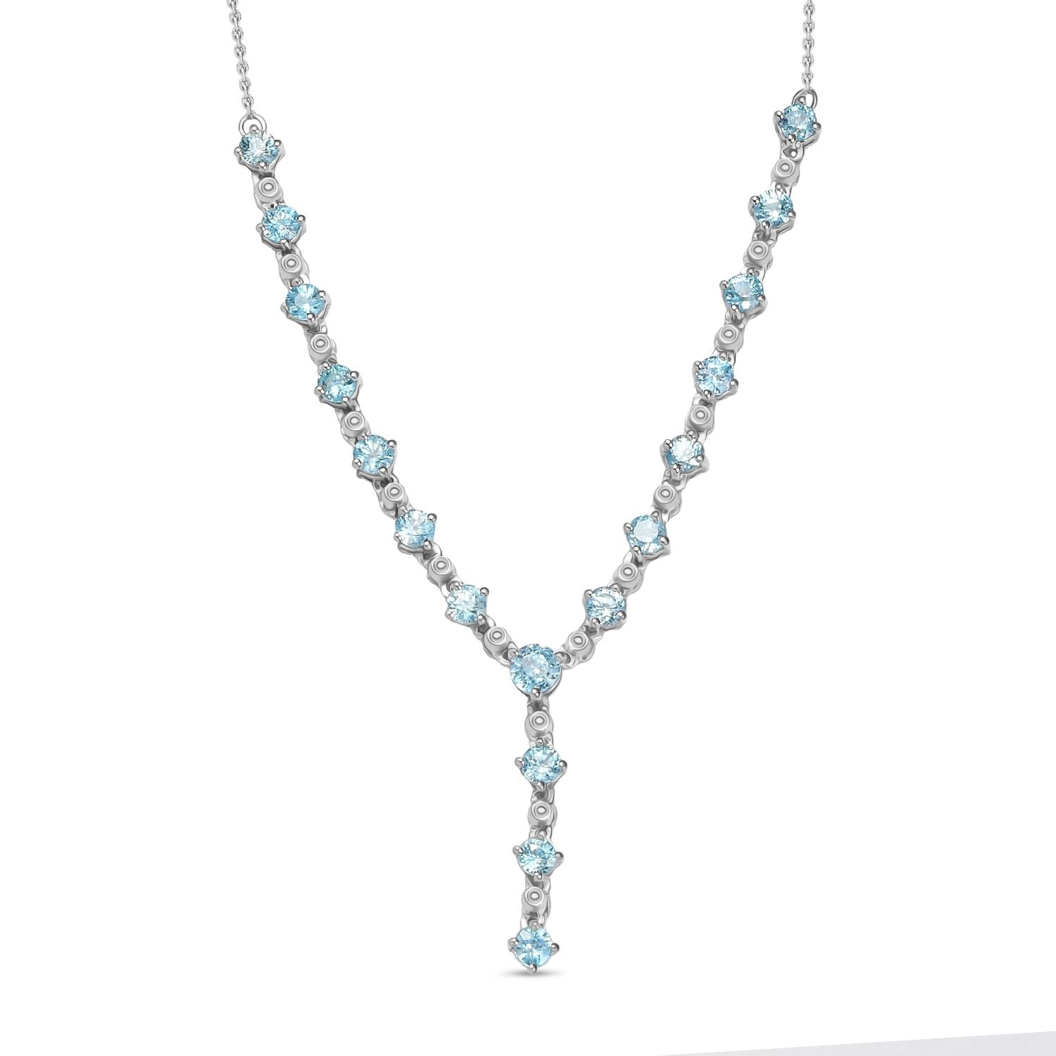 AA Blauer Zirkon Halskette ca. 45 cm 925 Silber rhodiniert ca. 7.87 ct