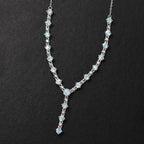 AA Blauer Zirkon Halskette ca. 45 cm 925 Silber rhodiniert ca. 7.87 ct