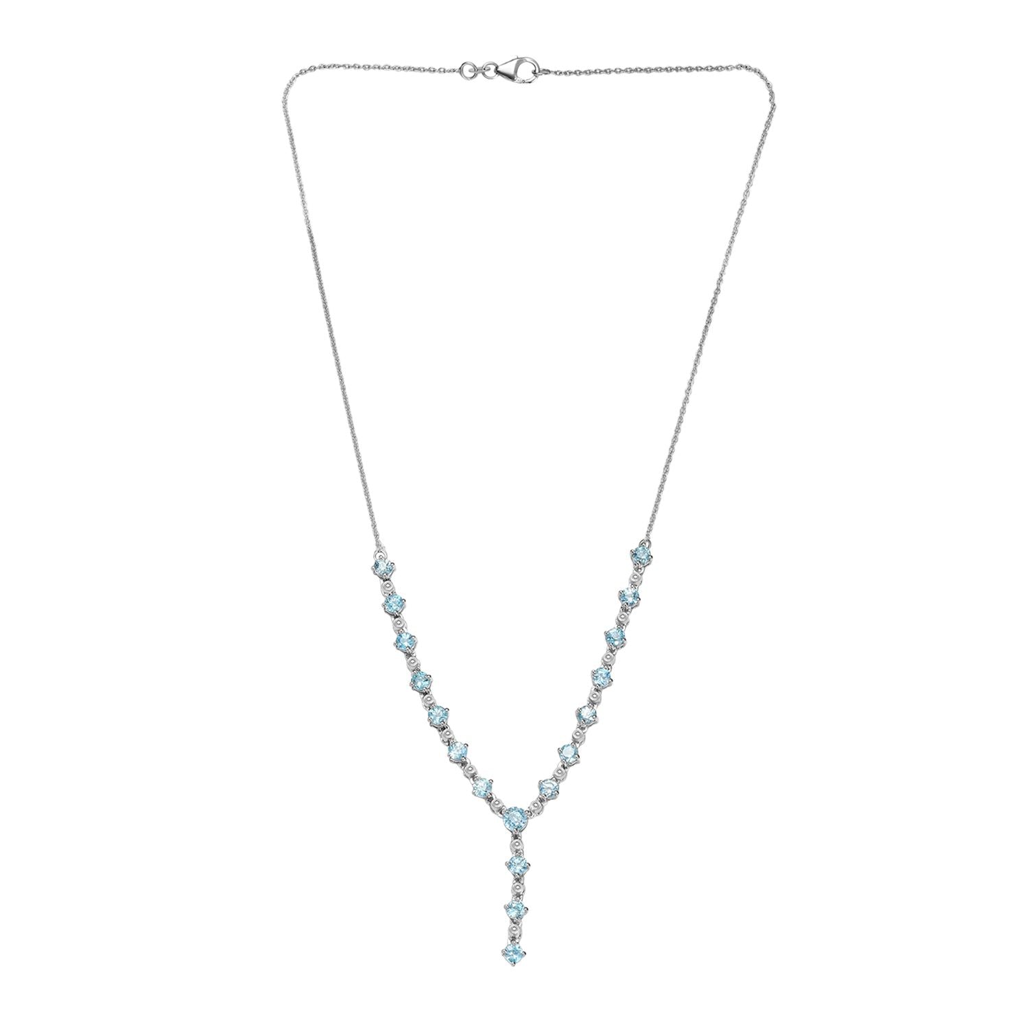 AA Blauer Zirkon Halskette ca. 45 cm 925 Silber rhodiniert ca. 7.87 ct