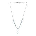 AA Blauer Zirkon Halskette ca. 45 cm 925 Silber rhodiniert ca. 7.87 ct