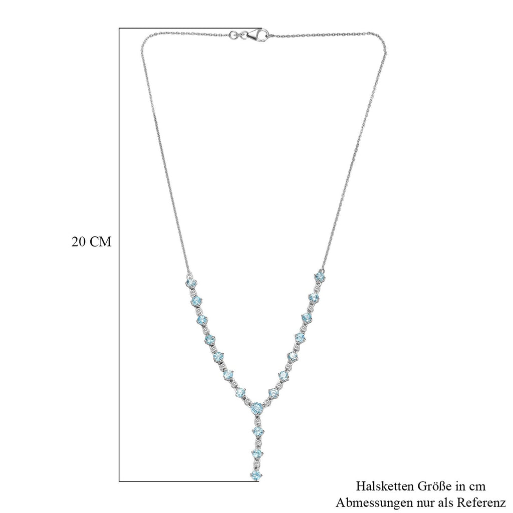 AA Blauer Zirkon Halskette ca. 45 cm 925 Silber rhodiniert ca. 7.87 ct