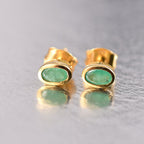 Kagem Sambischer Smaragd Ohrringe 925 Silber 750 Gelbgold Vermeil ca. 0.48 ct
