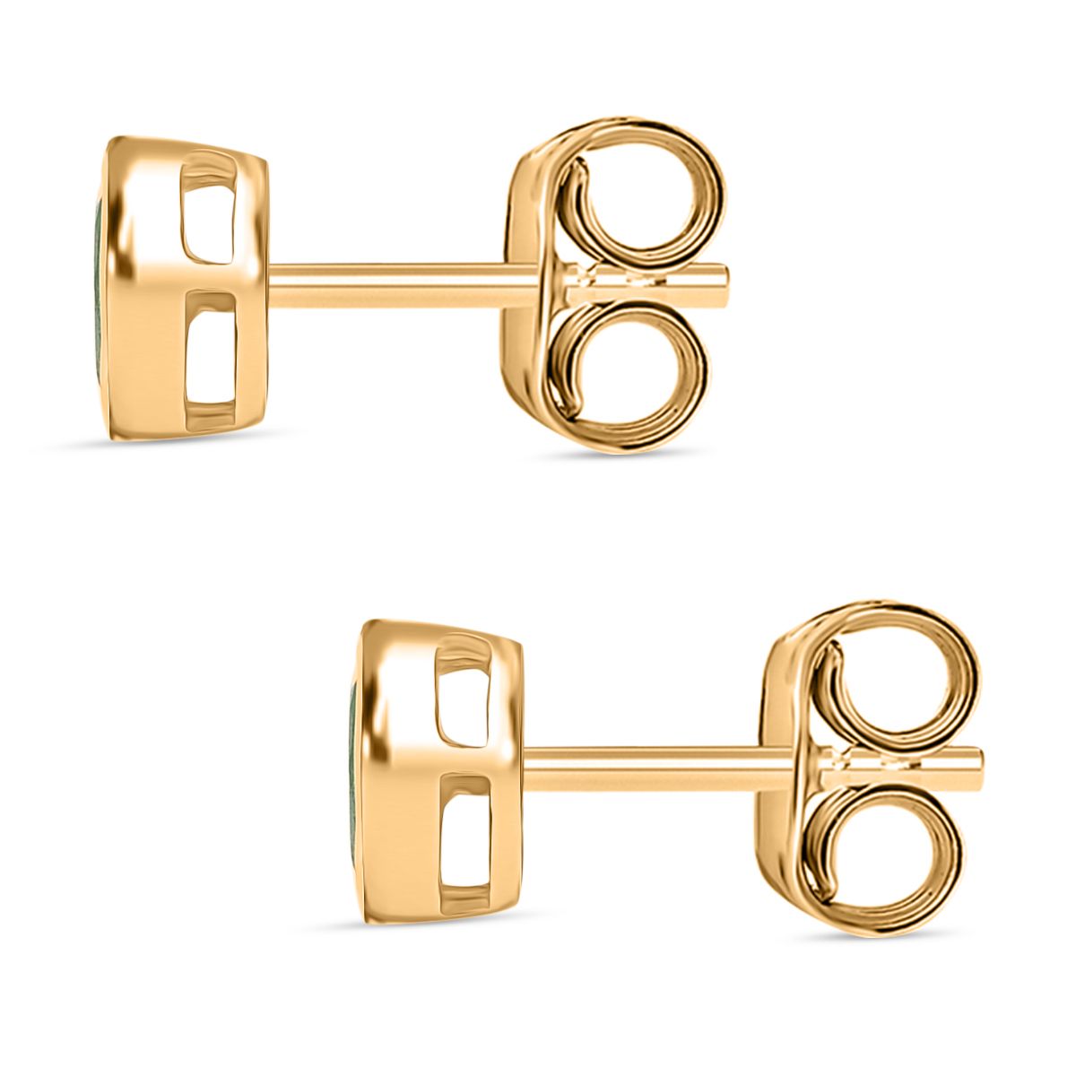 Kagem Sambischer Smaragd Ohrringe 925 Silber 750 Gelbgold Vermeil ca. 0.48 ct