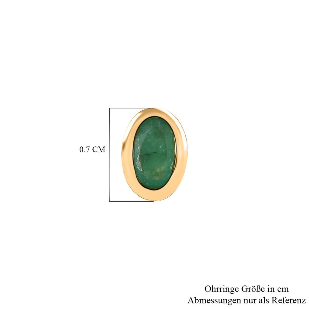 Kagem Sambischer Smaragd Ohrringe 925 Silber 750 Gelbgold Vermeil ca. 0.48 ct