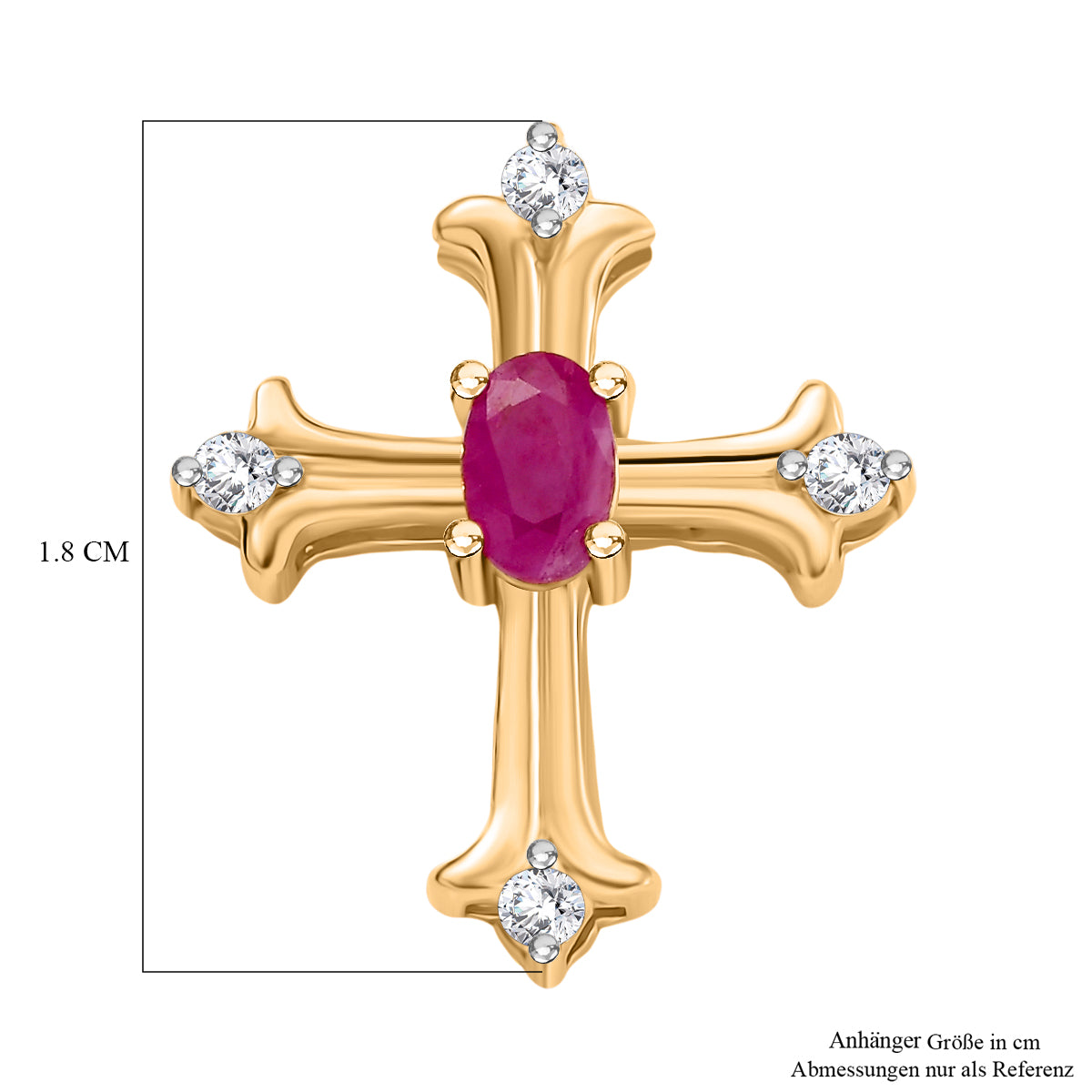 Burmesischer Rubin, Moissanit Anhänger 925 Silber vergoldet ca. 0,42 ct.