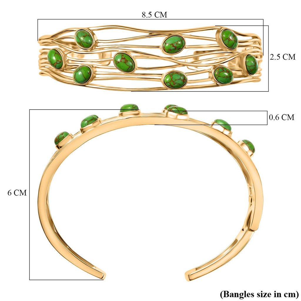 Grünes Türkis Armreif ca. 19 cm Nickelfreies Messing ca. 6.23 ct