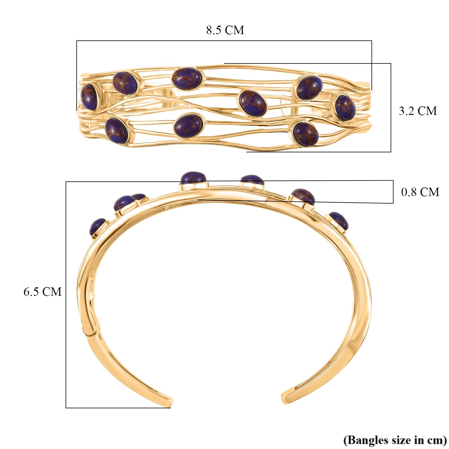 Lila Türkis Armreif ca. 19 cm Nickelfreies Messing ca. 6.48 ct