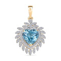 AAA Ratnakiri Blauer Zirkon, Weißer Diamant Anhänger 585 Gelbgold ca. 3.10 ct