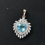 AAA Ratnakiri Blauer Zirkon, Weißer Diamant Anhänger 585 Gelbgold ca. 3.10 ct