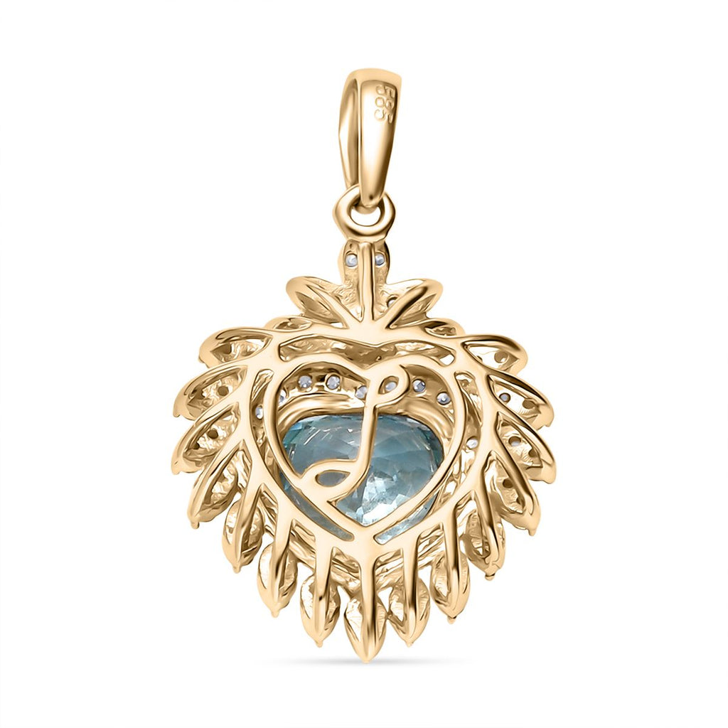 AAA Ratnakiri Blauer Zirkon, Weißer Diamant Anhänger 585 Gelbgold ca. 3.10 ct