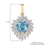 AAA Ratnakiri Blauer Zirkon, Weißer Diamant Anhänger 585 Gelbgold ca. 3.10 ct