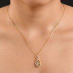 AA Blauer Zirkon, Weißer Zirkon Anhänger 925 Silber 750 Gelbgold Vermeil ca. 0.45 ct