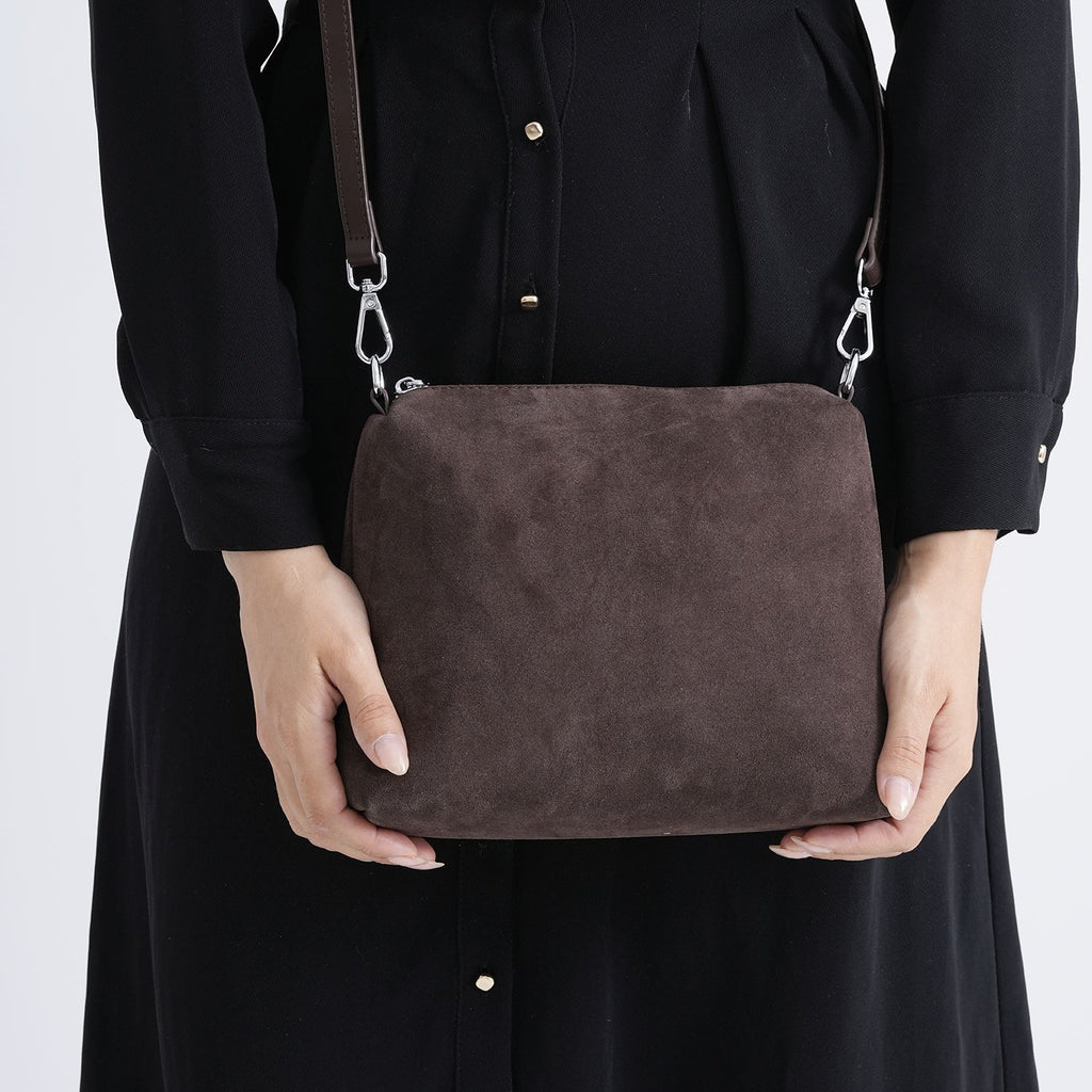 2er-Set Echtleder-Taschen, Shopper und Umhängetasche mit trendigem Leopardenmuster, Dunkelbraun