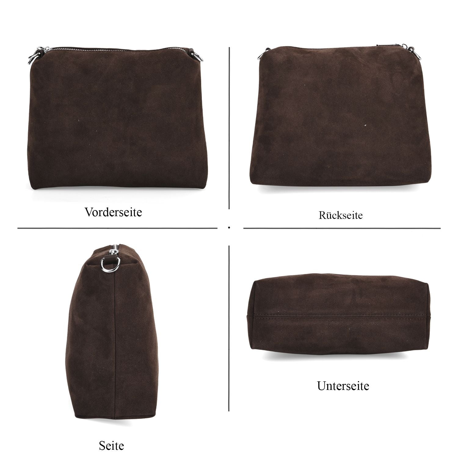 2er-Set Echtleder-Taschen, Shopper und Umhängetasche mit trendigem Leopardenmuster, Dunkelbraun