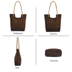 2er-Set Echtleder-Taschen, Shopper und Umhängetasche mit trendigem Leopardenmuster, Dunkelbraun