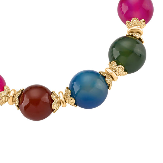 Grüner Achat Armband, Flexibles, Standard gelb vergoldet ca. 190,00 ct.