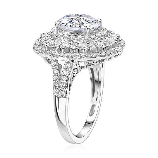 D'Joy Moissanit Ring 925 Silber rhodiniert (Größe 16.50) ca. 4.71 ct