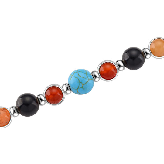 Mehrfarbige Edelsteine Chakra Halskette, ca. 45cm + 5cm Extender, ca. 213.00 ct