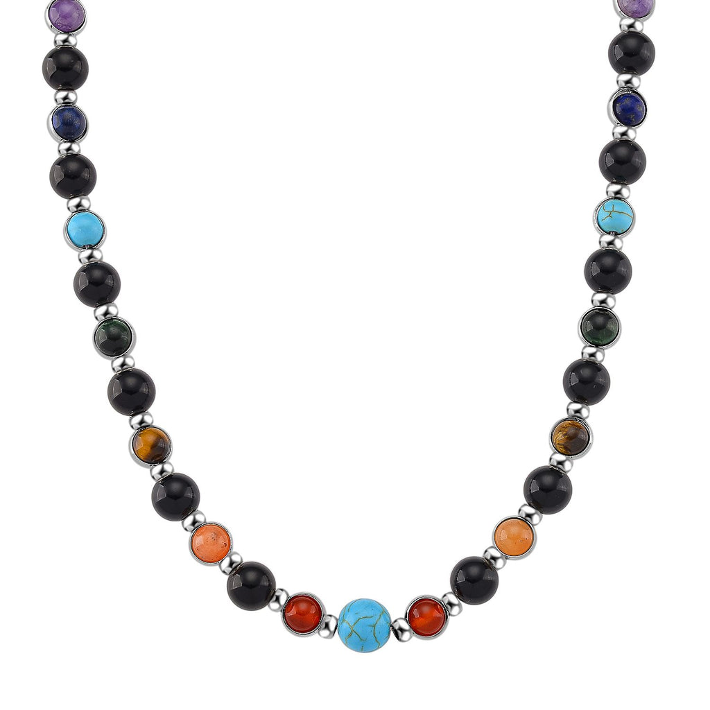 Mehrfarbige Edelsteine Chakra Halskette, ca. 45cm + 5cm Extender, ca. 213.00 ct
