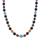 Mehrfarbige Edelsteine Chakra Halskette, ca. 45cm + 5cm Extender, ca. 213.00 ct