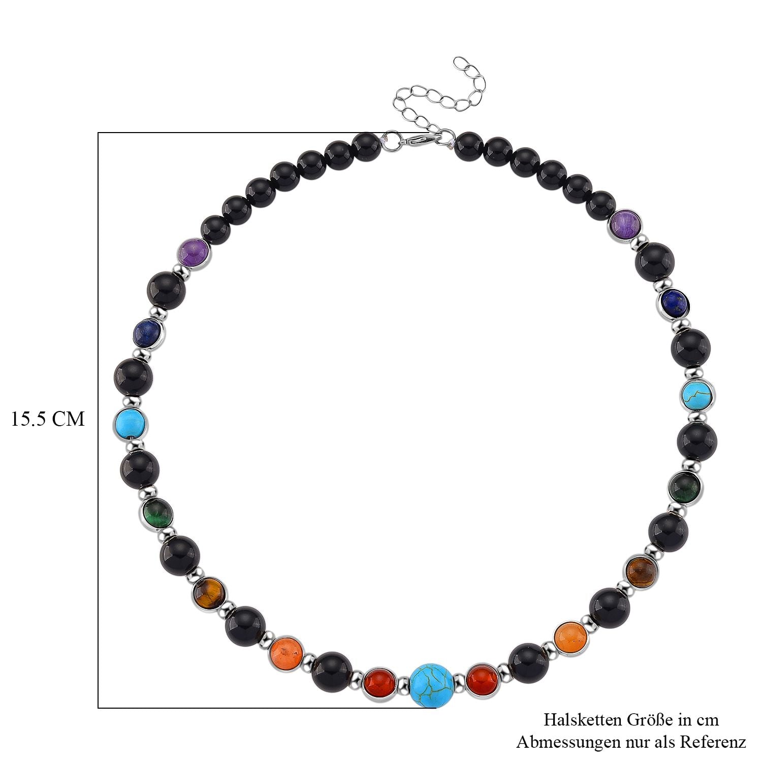 Mehrfarbige Edelsteine Chakra Halskette, ca. 45cm + 5cm Extender, ca. 213.00 ct