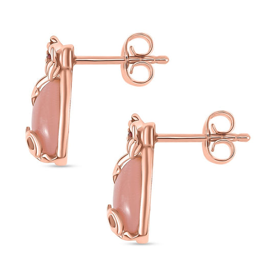 Herzklang - D joy AA Vinicunca-Peruanischer Opal, Lotus Granat Ohrringe 925 Silber 750 rosévergoldet ca. 2.27 ct
