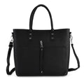 Echtleder Crossbody Tasche, Reißverschluss vorne, 31x12,5x29cm, Schwarz