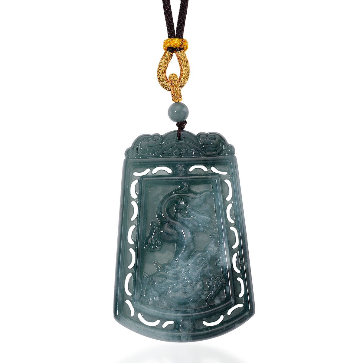 EXTREM SELTEN - Natürlicher Olmek Jadeit Geschnitzter Drache und Phönix Kette Flexibles cm ca. 130.00 ct