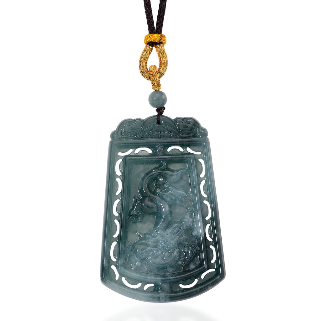EXTREM SELTEN - Natürlicher Olmek Jadeit Geschnitzter Drache und Phönix Kette Flexibles cm ca. 130.00 ct