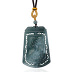 EXTREM SELTEN - Natürlicher Olmek Jadeit Geschnitzter Drache und Phönix Kette Flexibles cm ca. 130.00 ct