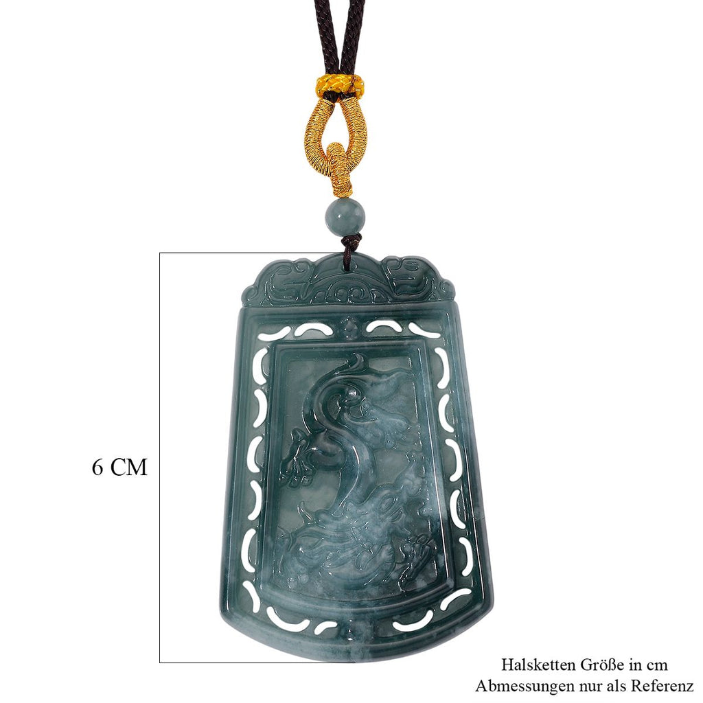 EXTREM SELTEN - Natürlicher Olmek Jadeit Geschnitzter Drache und Phönix Kette Flexibles cm ca. 130.00 ct
