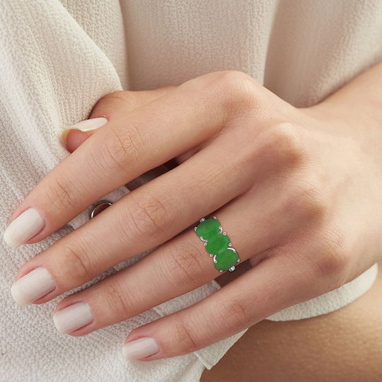 Grüne Jade Ring 925 Silber ca. 3,51 ct