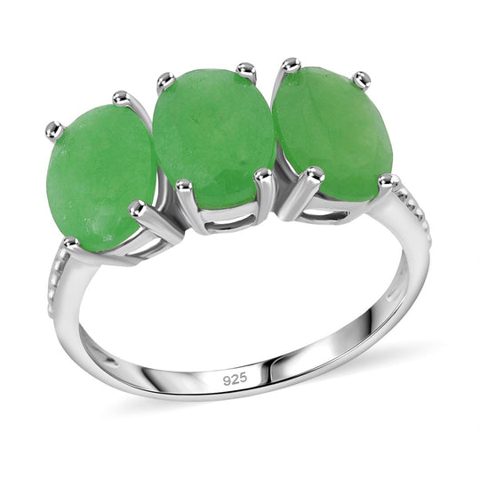 Grüne Jade Ring 925 Silber ca. 3,51 ct