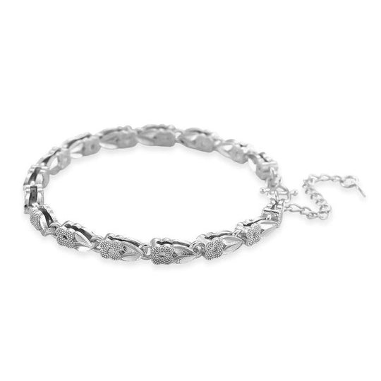 Klassisches Gliederarmband, S-Hakenverschluss mit Verlängerungskette, nickelfreies Messing, ca. 18-21 cm, Silberfarben