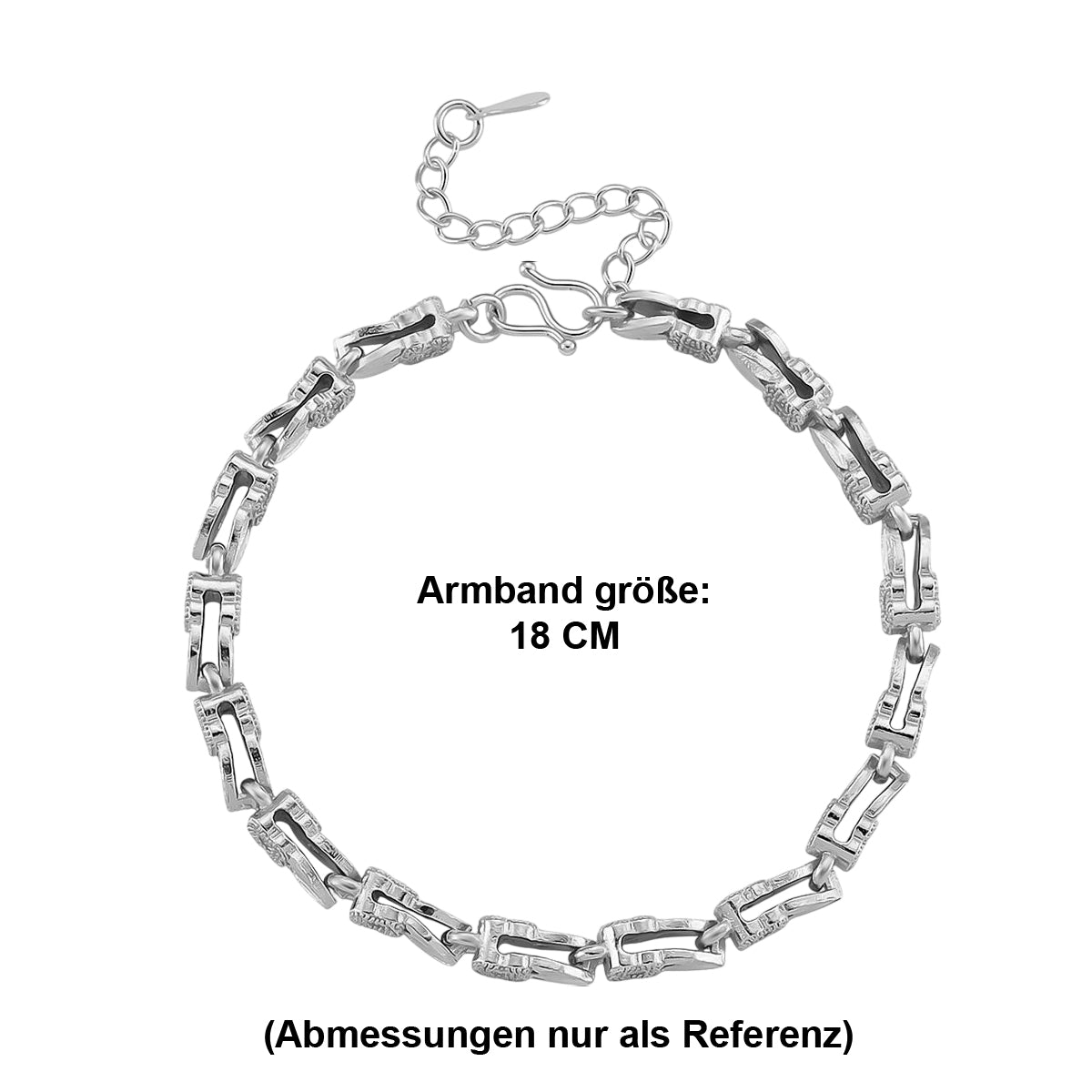 Klassisches Gliederarmband, S-Hakenverschluss mit Verlängerungskette, nickelfreies Messing, ca. 18-21 cm, Silberfarben
