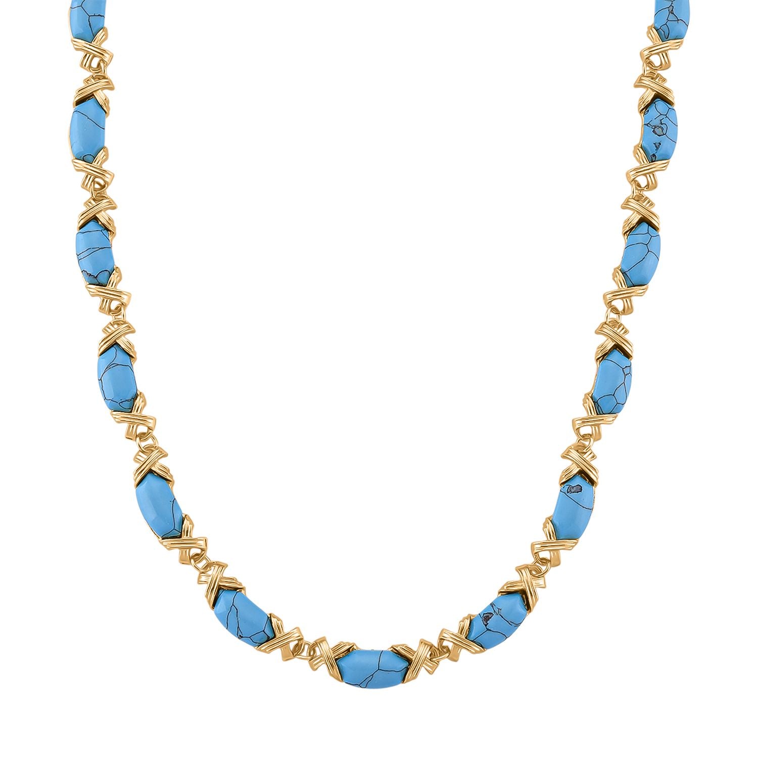 Blaue Howlit Halskette, ca. 45 cm + 5 cm Extender, gelb vergoldet ca. 250.00 ct