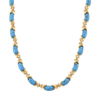 Blaue Howlit Halskette, ca. 45 cm + 5 cm Extender, gelb vergoldet ca. 250.00 ct