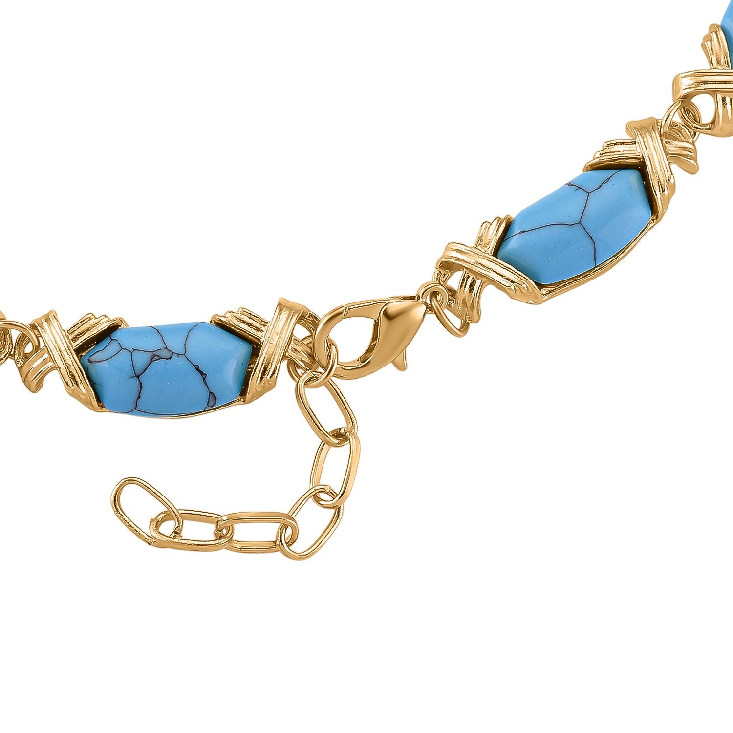 Blaue Howlit Halskette, ca. 45 cm + 5 cm Extender, gelb vergoldet ca. 250.00 ct