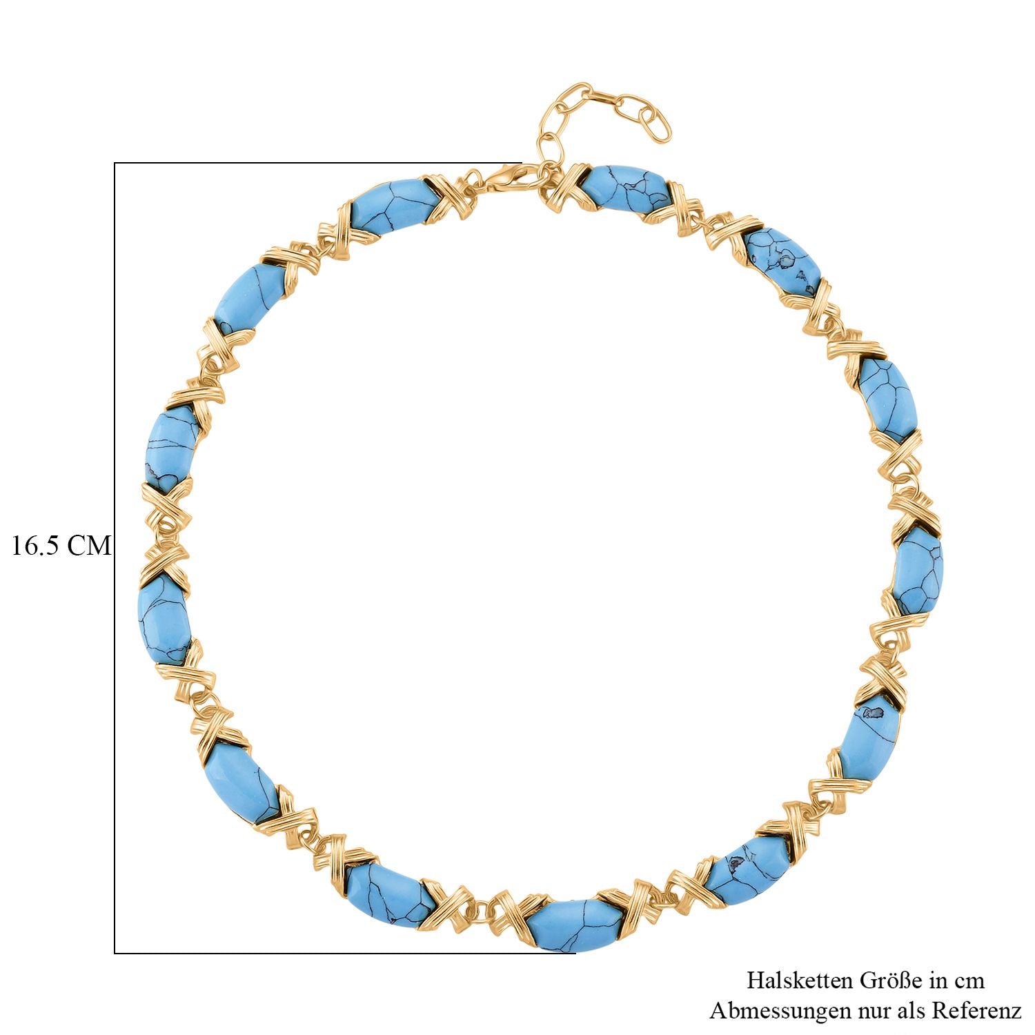Blaue Howlit Halskette, ca. 45 cm + 5 cm Extender, gelb vergoldet ca. 250.00 ct