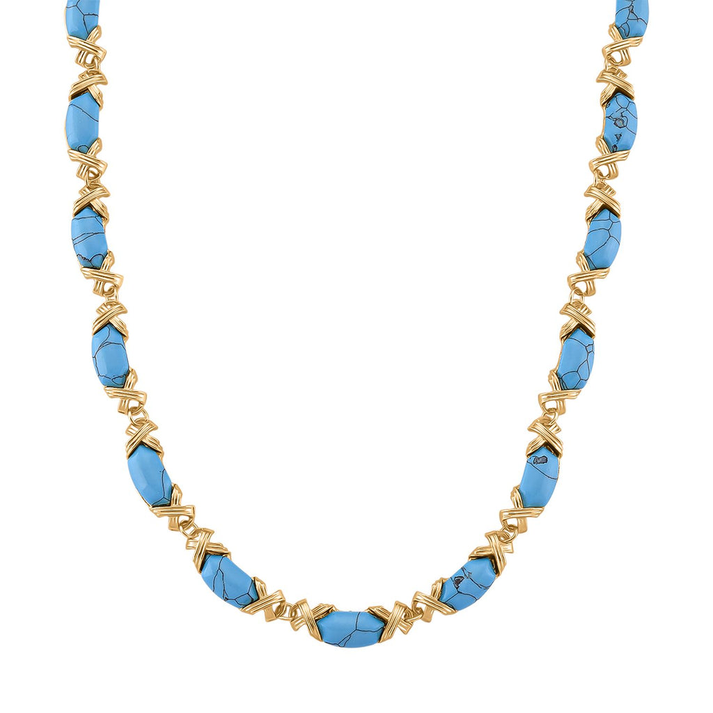 Blaue Howlit Halskette, ca. 45 cm + 5 cm Extender, gelb vergoldet ca. 250.00 ct