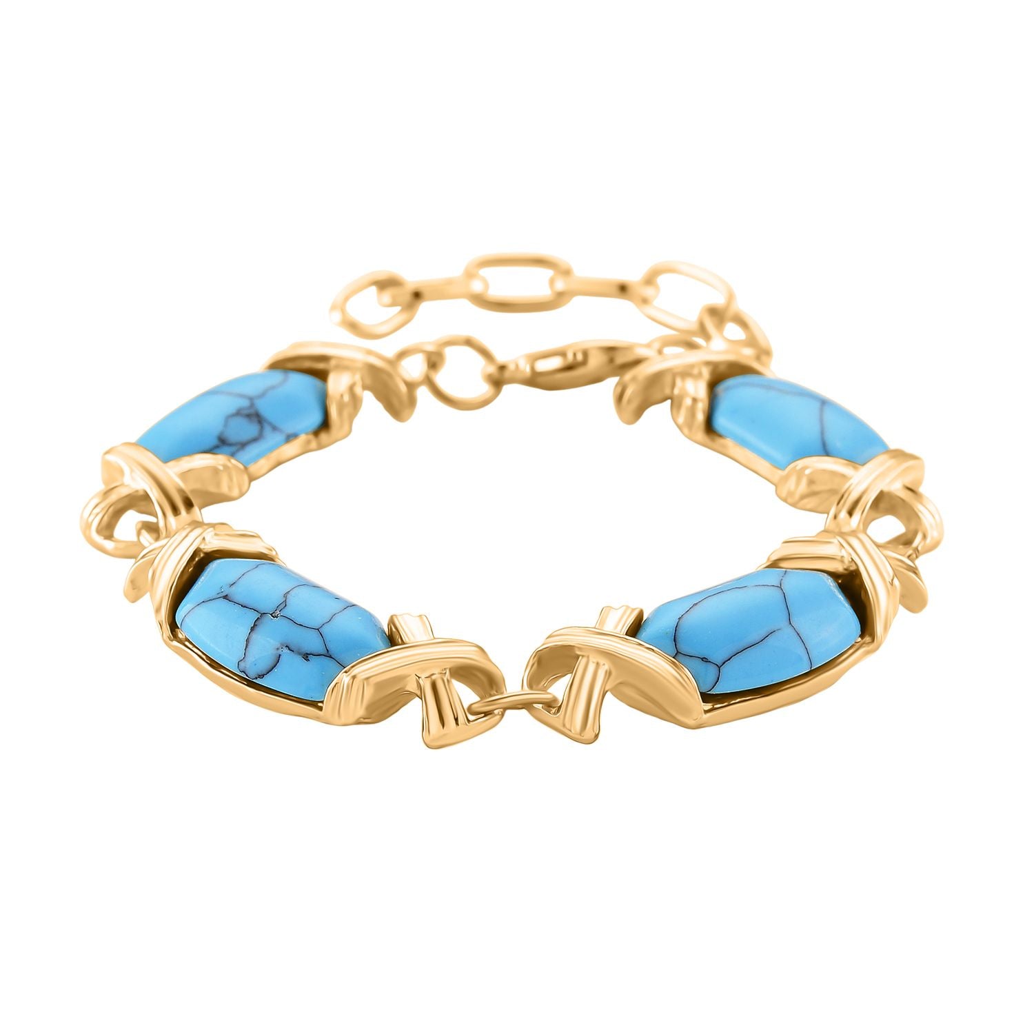 Blauer Howlit Armband, ca. 15.25 cm + 5 cm Extender, gelb vergoldet ca. 65.00 ct