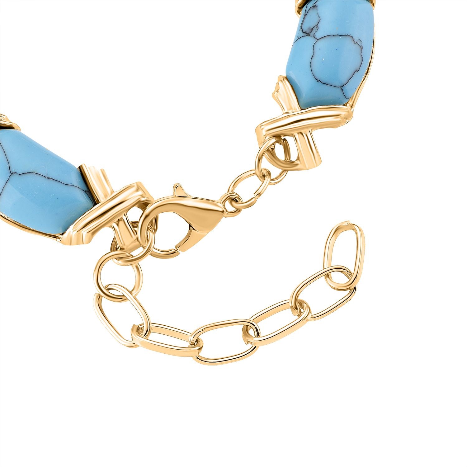 Blauer Howlit Armband, ca. 15.25 cm + 5 cm Extender, gelb vergoldet ca. 65.00 ct