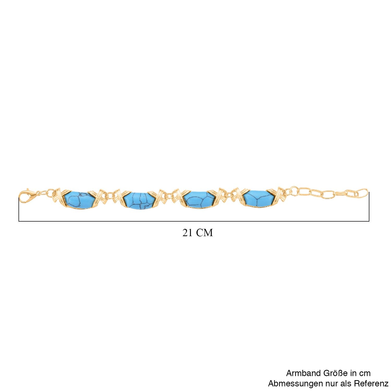 Blauer Howlit Armband, ca. 15.25 cm + 5 cm Extender, gelb vergoldet ca. 65.00 ct
