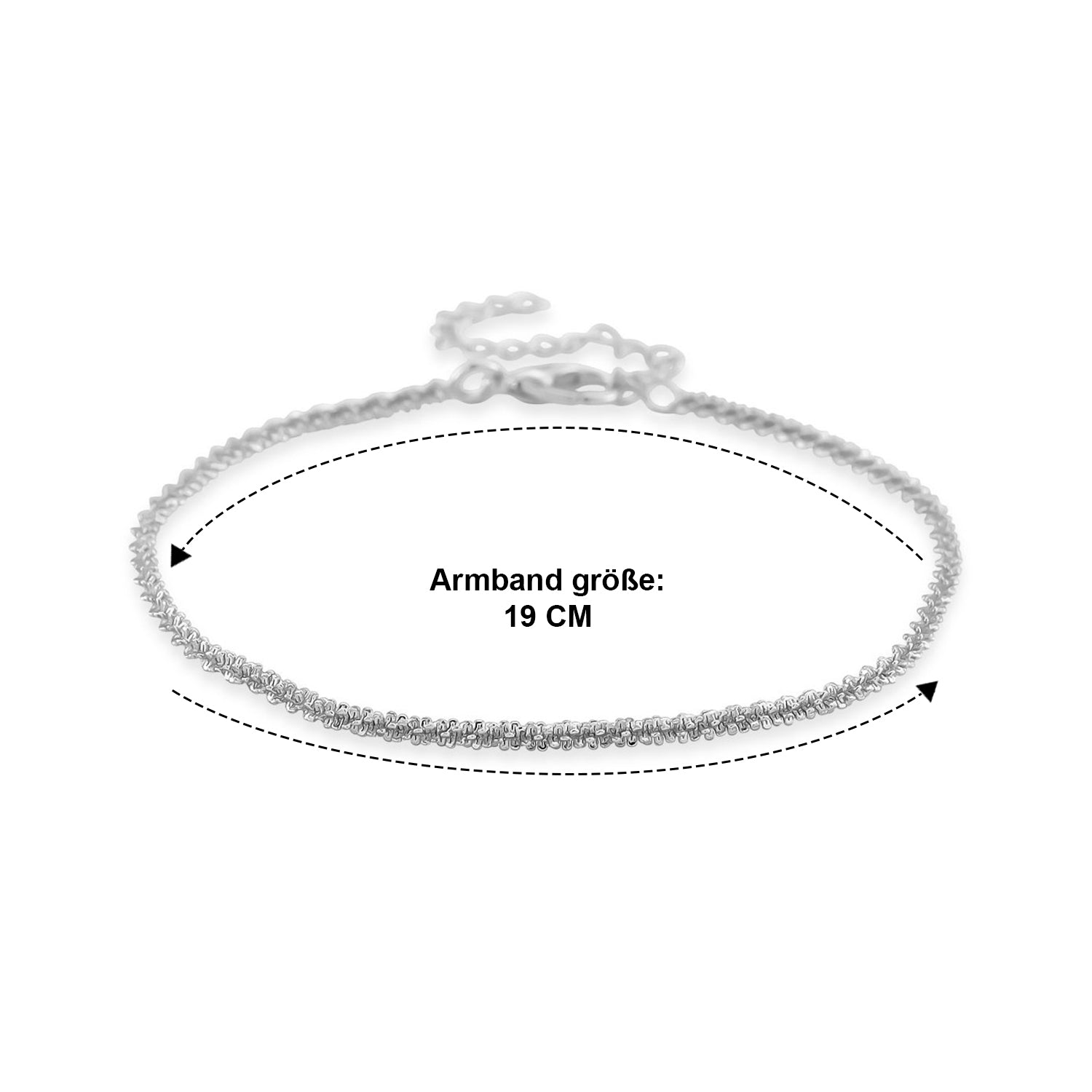 Funkel Armband, Messing Silberfarben ca. 19 cm