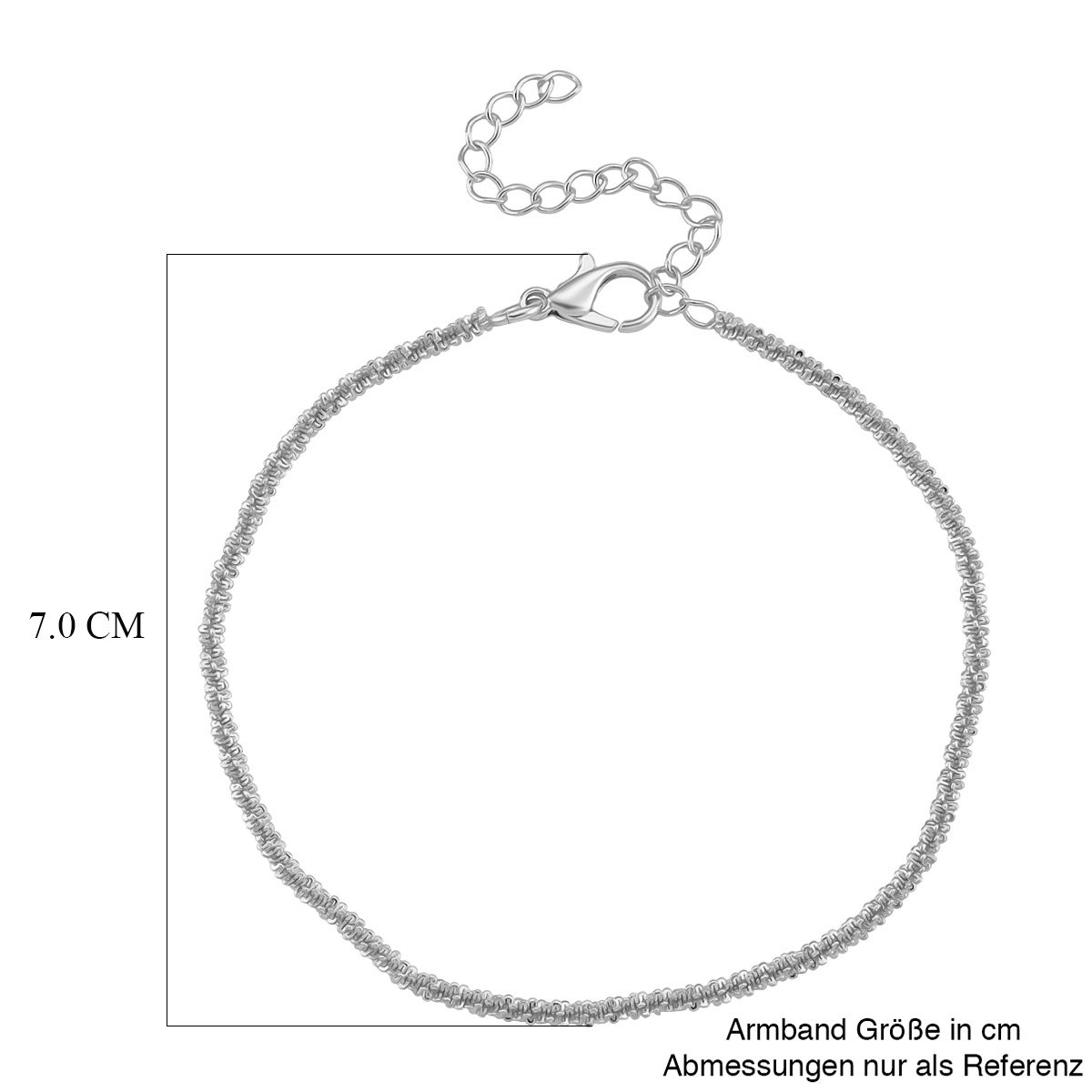 Funkel Armband, Messing Silberfarben ca. 19 cm