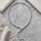 Lariat-Halskette mit Herz-Charms, nickelfreies Messing , ca. 50 cm
