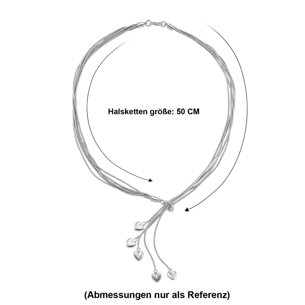 Lariat-Halskette mit Herz-Charms, nickelfreies Messing , ca. 50 cm