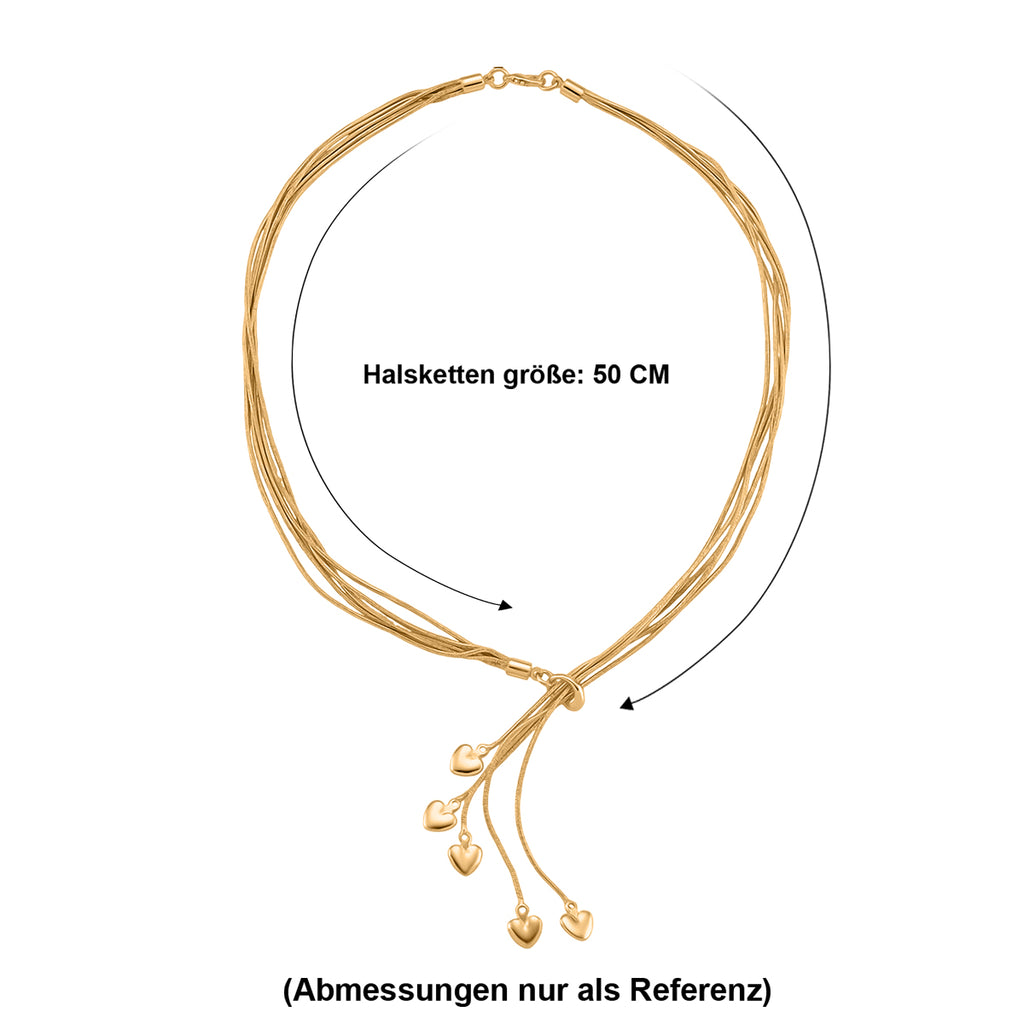 Lariat-Halskette mit Herz-Charms, nickelfreies Messing , ca. 50 cm