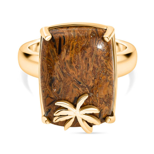 EVER TRUE - Skript Stein Ring, Nickelfreies Messing goldfarben, (Größe 19.00) ca. 11.77 ct